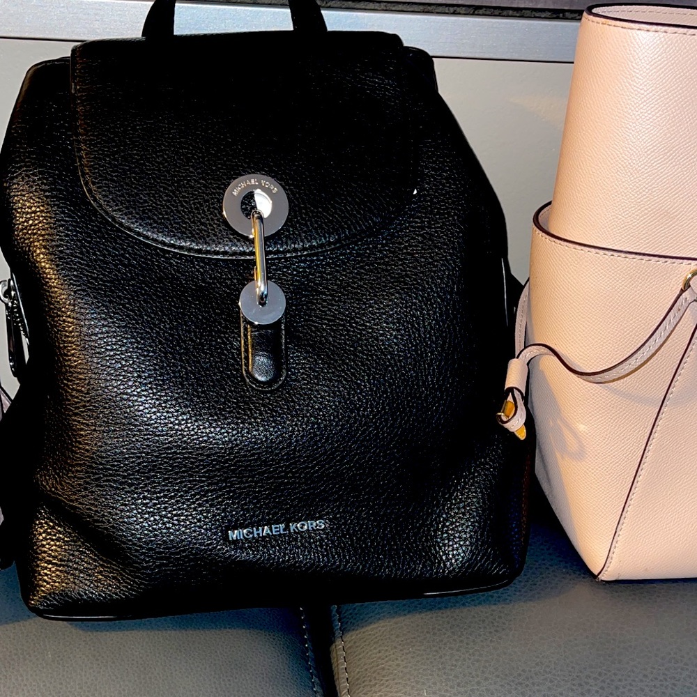New Michael Kors raven leather backpack